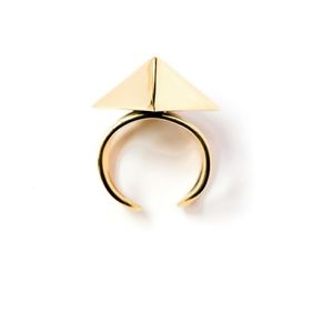 Square spike brass ring  modern design adjustable pyramid designer high quality